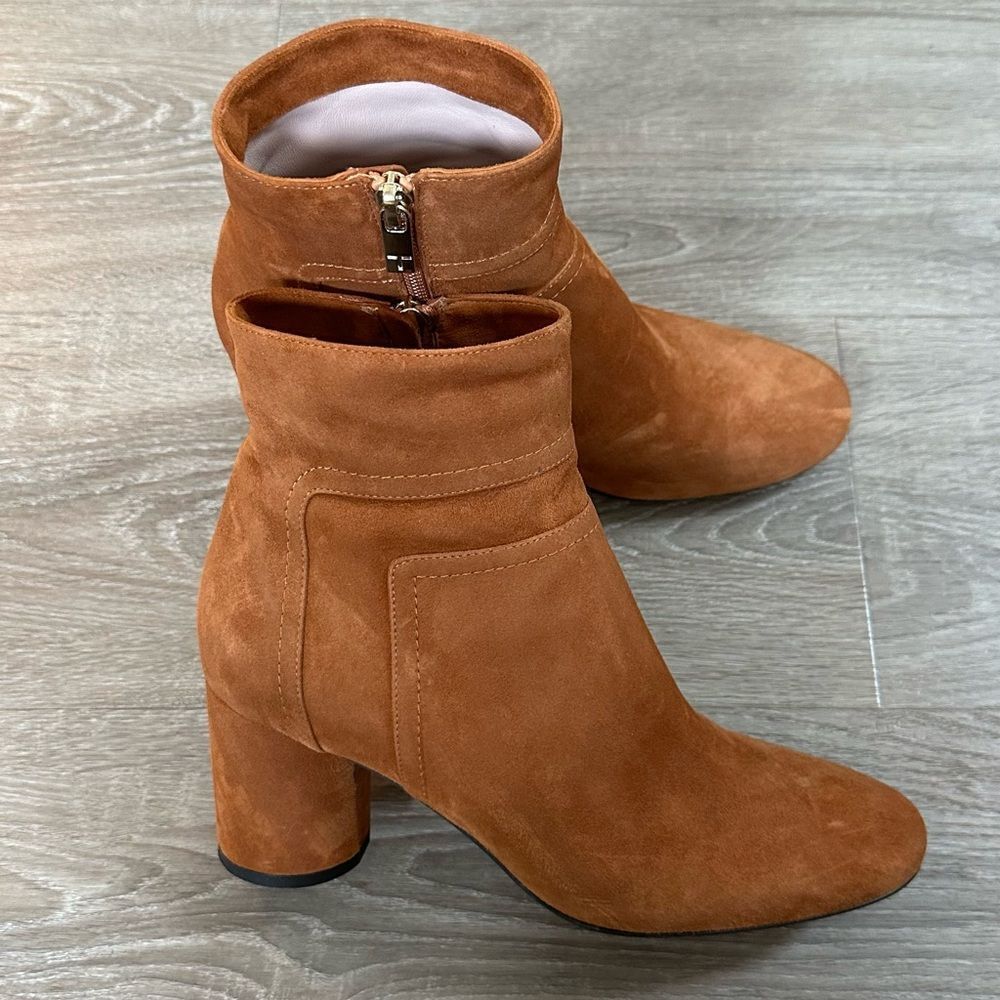 Taryn Rose Suede Ankle Boots in Rust Brown